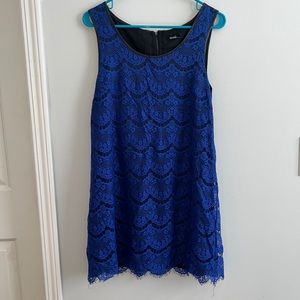 Kensie Black and Blue Lace Mini Dress